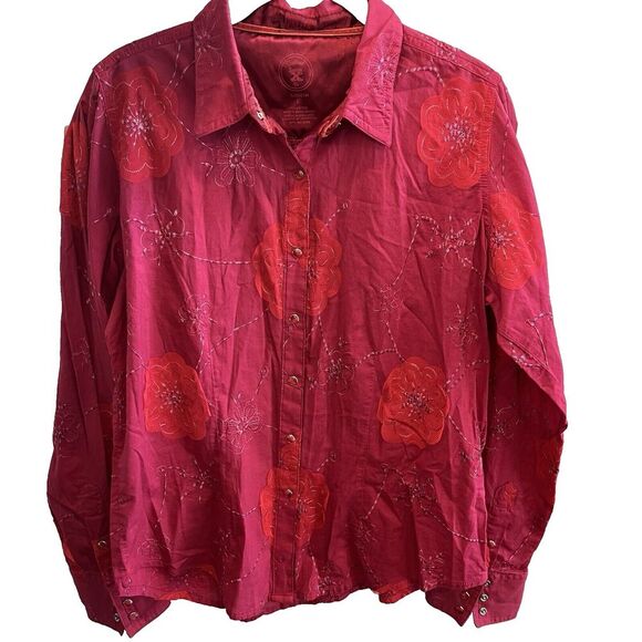 Twenty X Tops - Twenty-X Tailored Button Shirt Pink Western Cowgirl Large Womens Rodeo Southwest